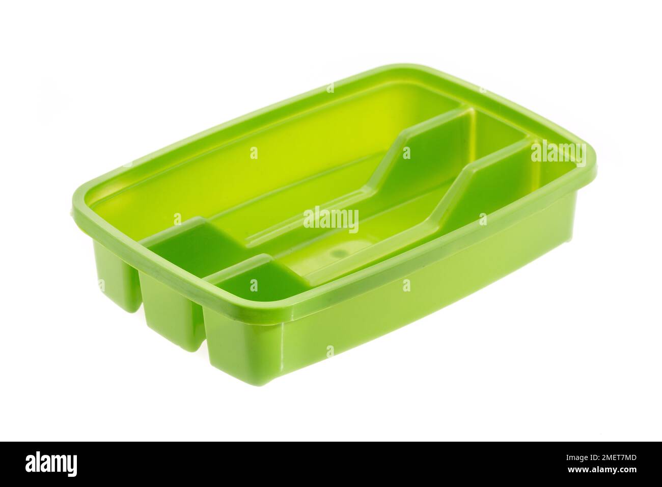 Plastic Container With Compartments To Organize Table Cutlery. Stock Photo