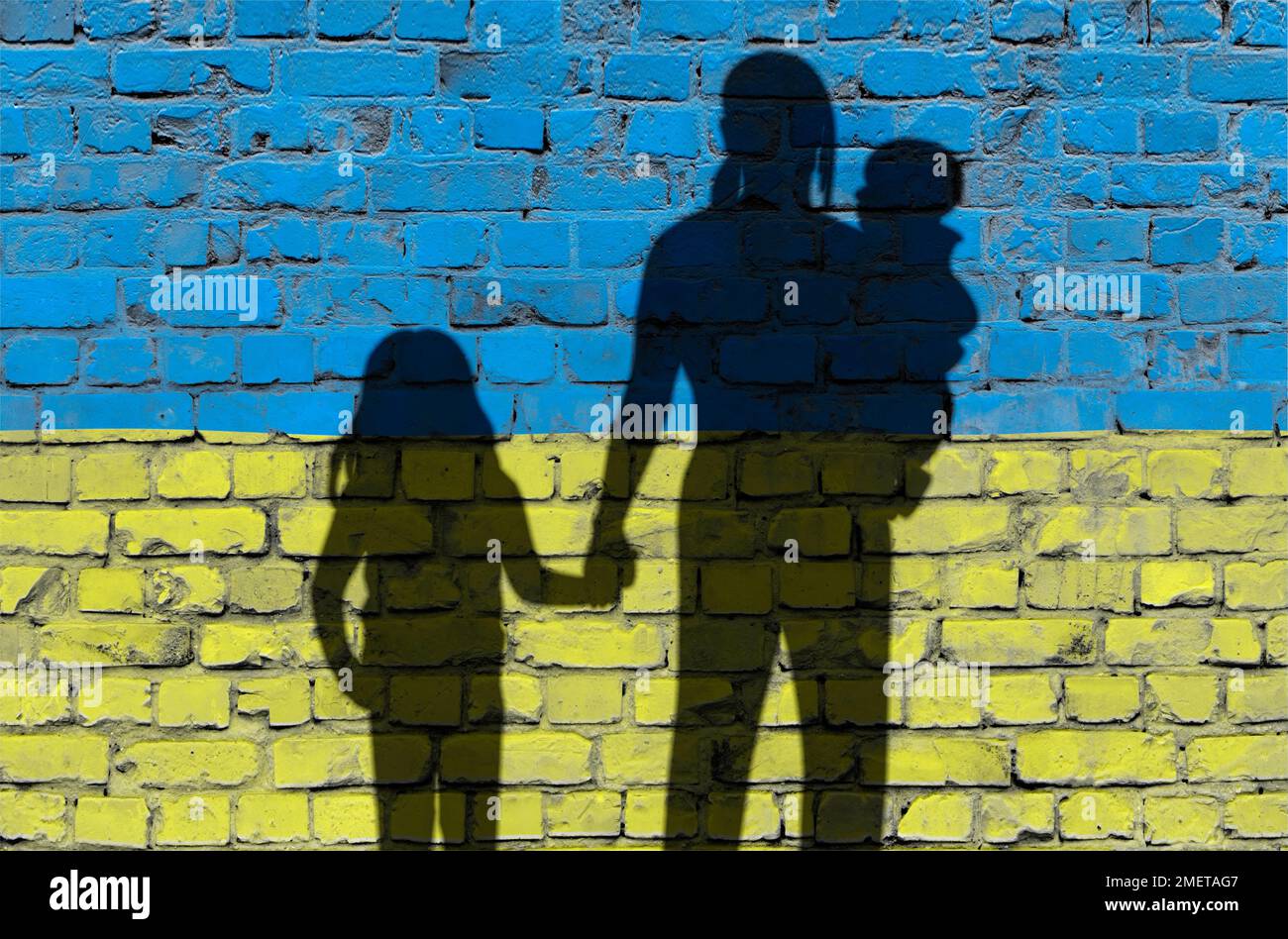 Symbolic image on the subject of war refugees from Ukraine Stock Photo