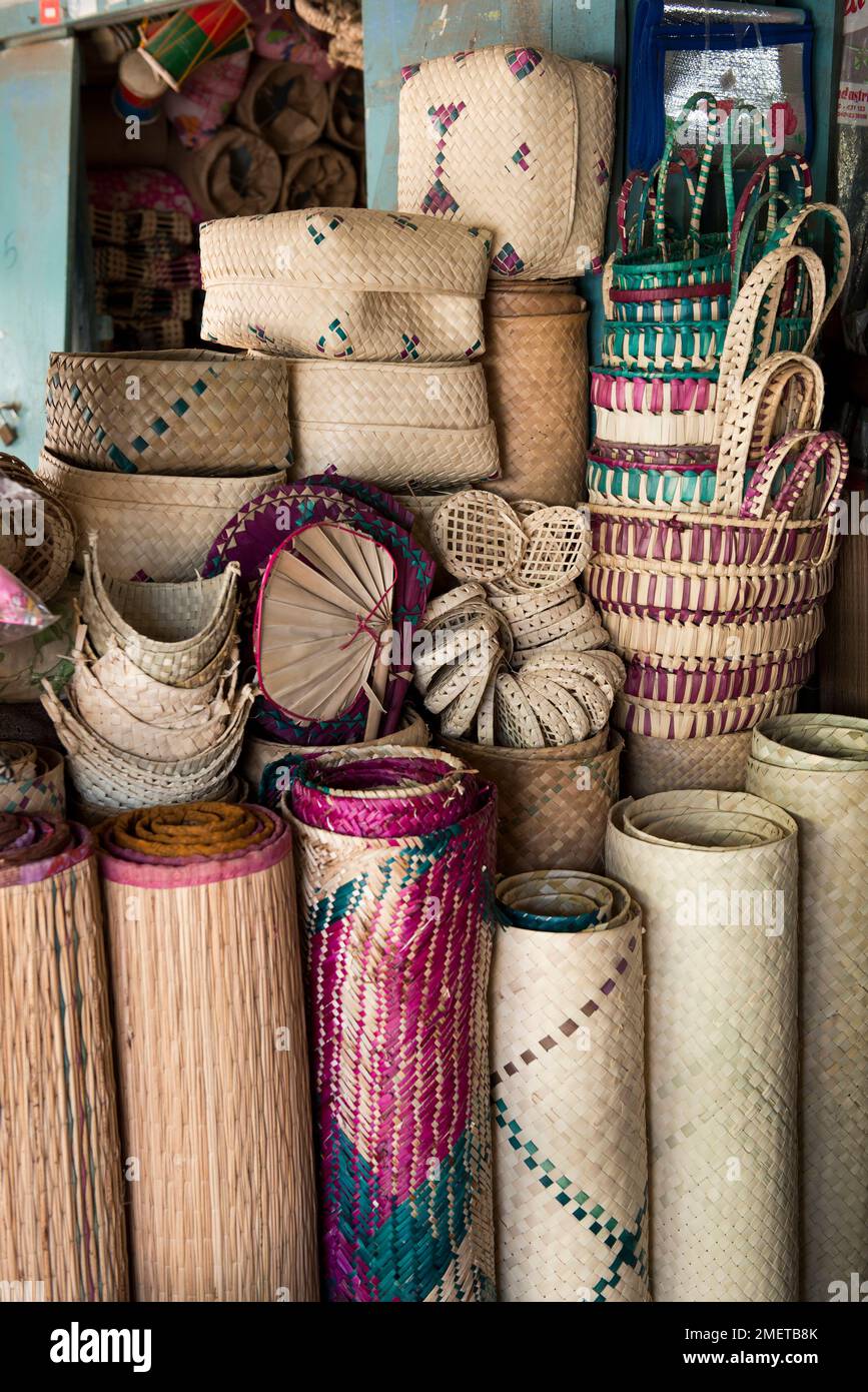 Jaffna Town, North Eastern Province, Sri Lanka, woven goods for sale Stock Photo