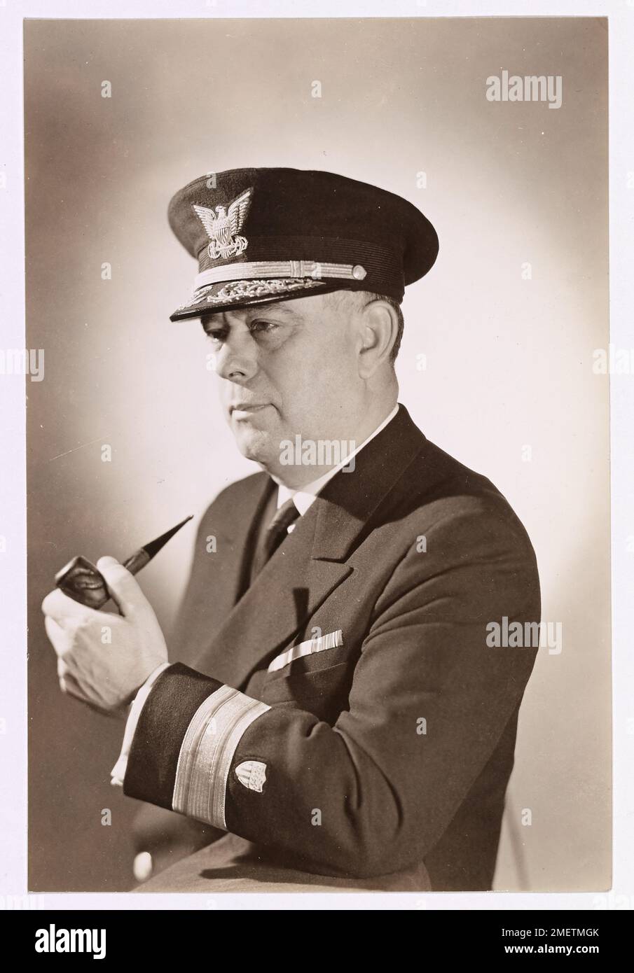 Portrait of Norman B. Hall With Pipe. Stock Photo
