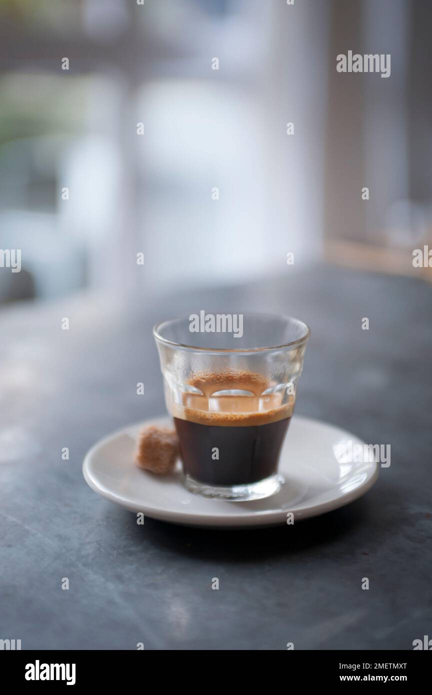Glass of espresso coffee Stock Photo Alamy