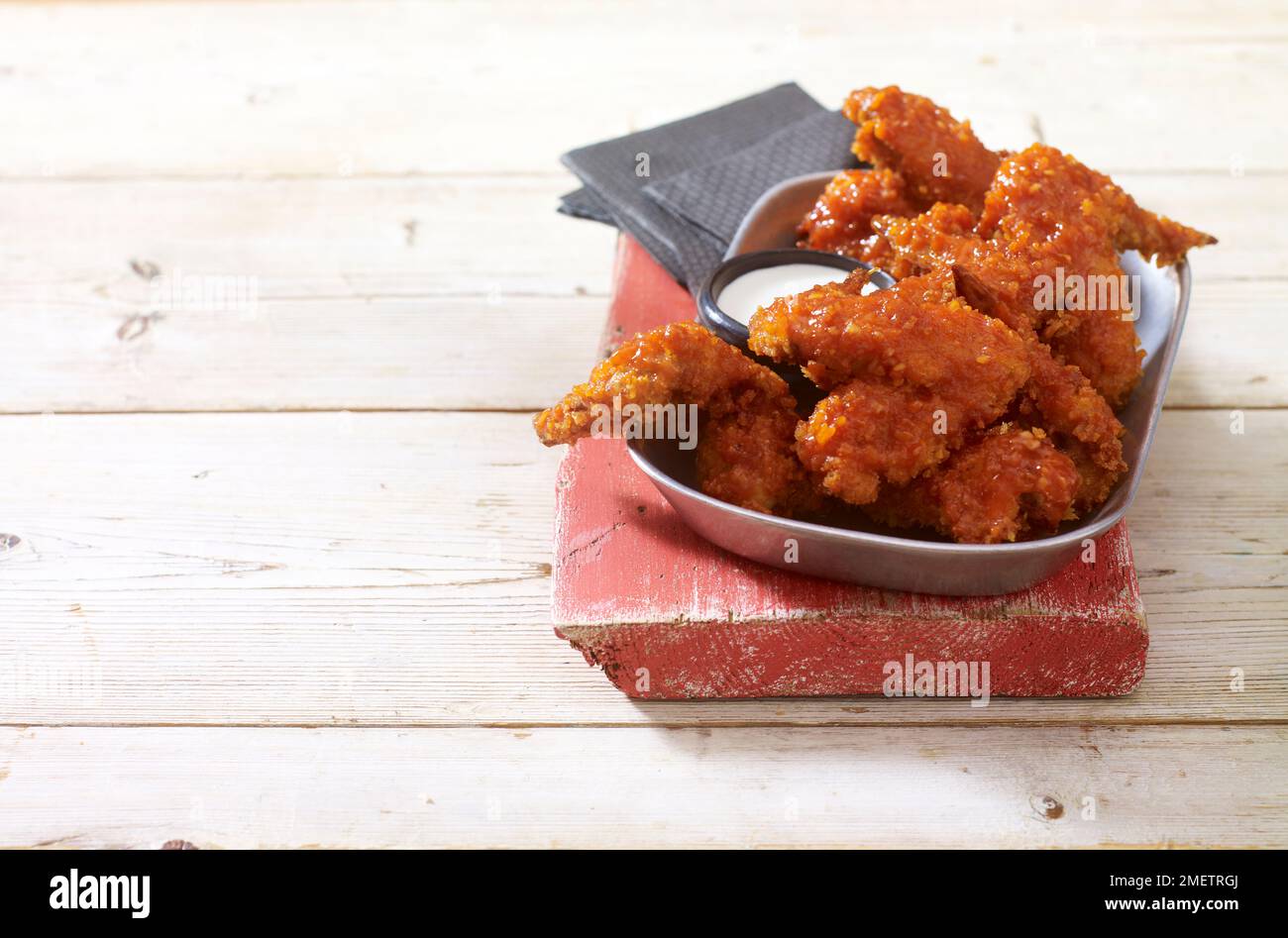 Buffalo chicken wings with blue cheese dressing Stock Photo Alamy
