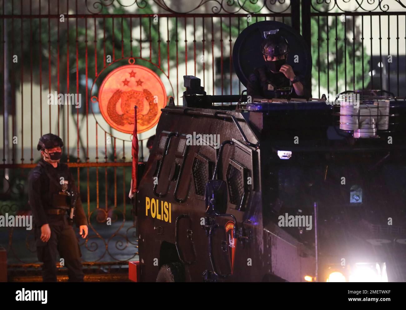 An Officer Mans His Position At An Armored Vehicle Parked At The ...