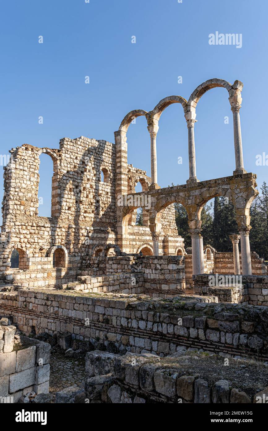 Roman ruins in Anjar, Lebanon Stock Photo