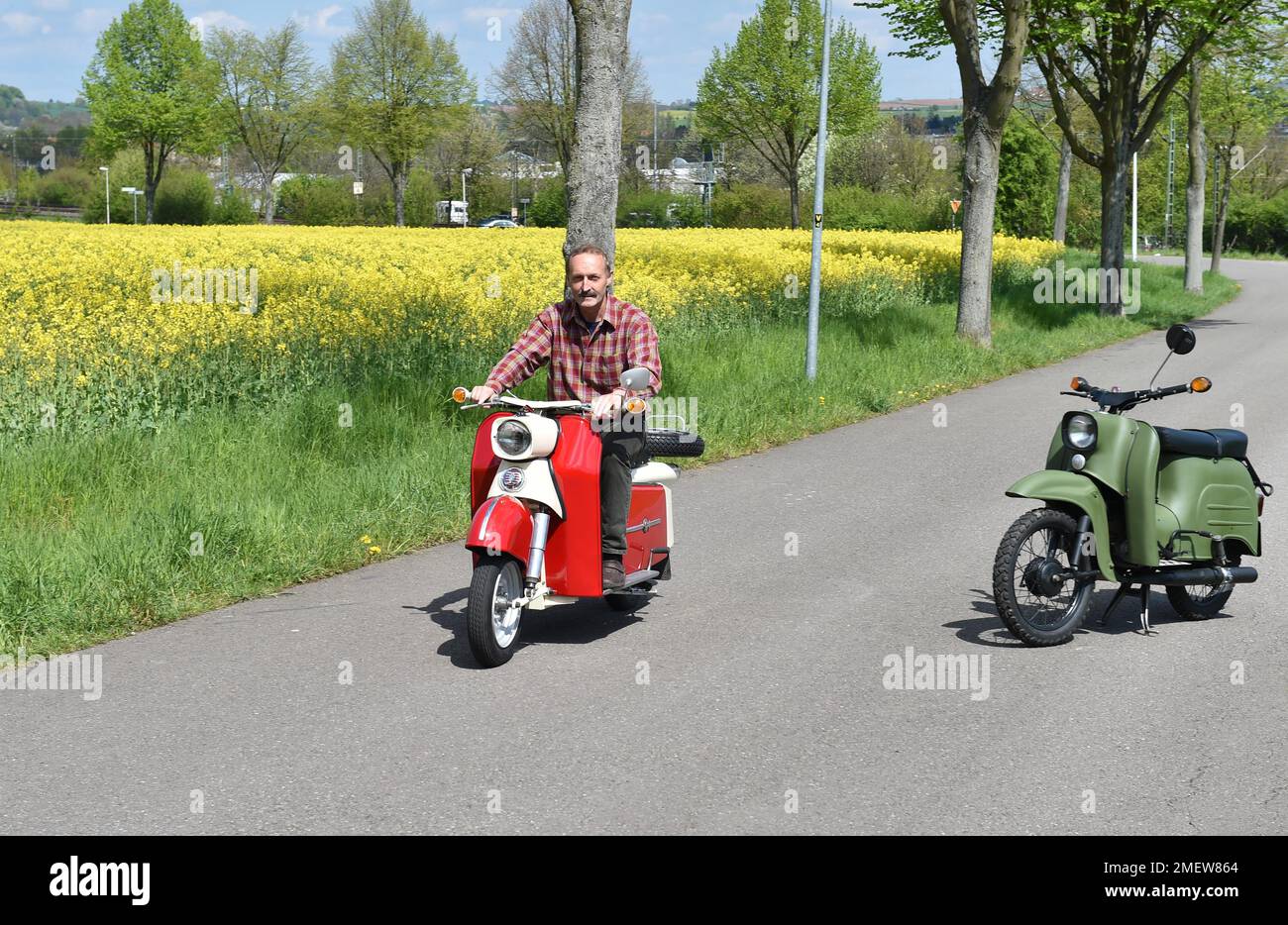 Touring scooter, motorbike troll from the GDR, Germany Stock Photo