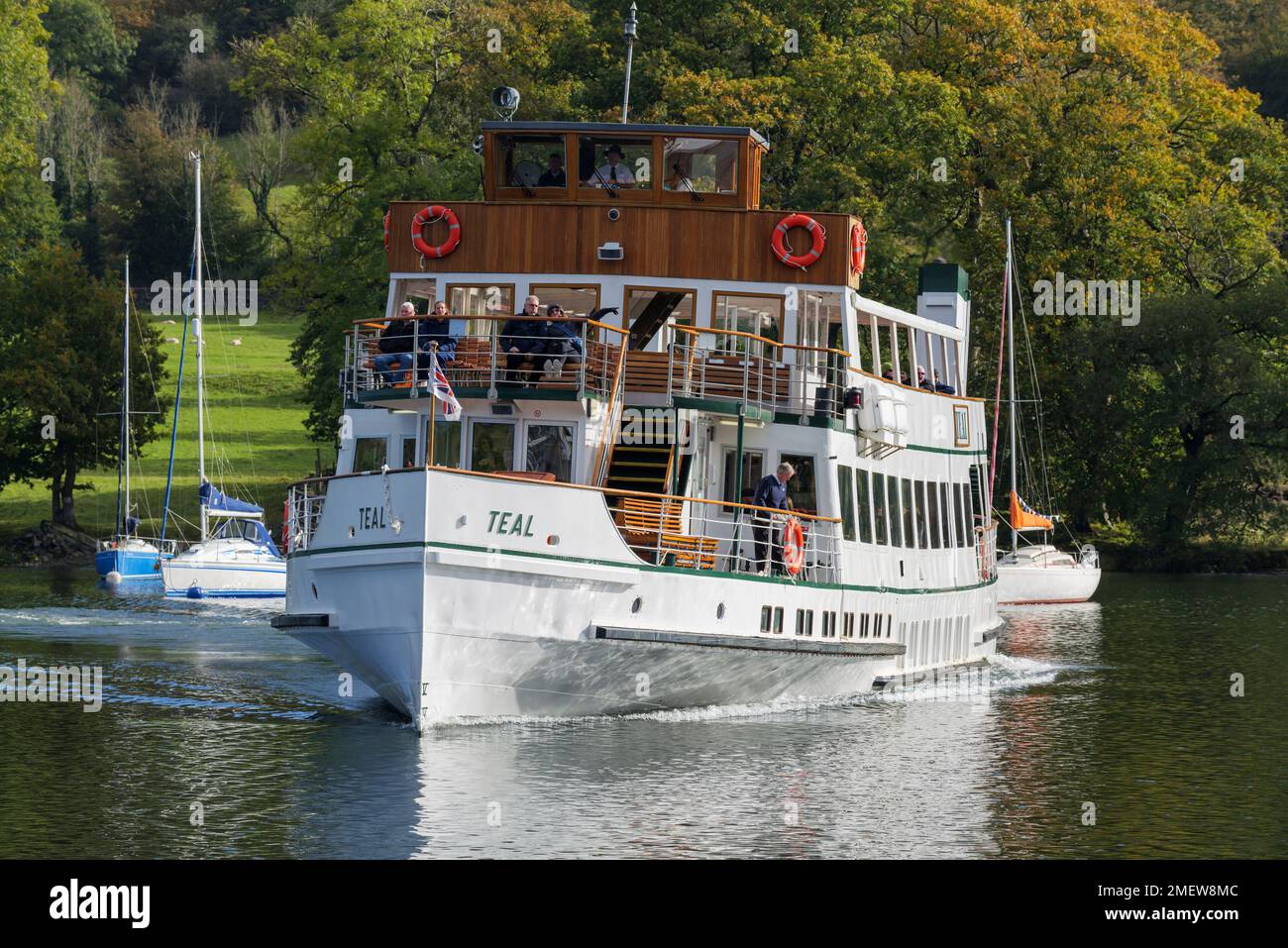 Windermere ferry sailing from Lakeside, Lake District National Park, Cumbria, England Stock Photo
