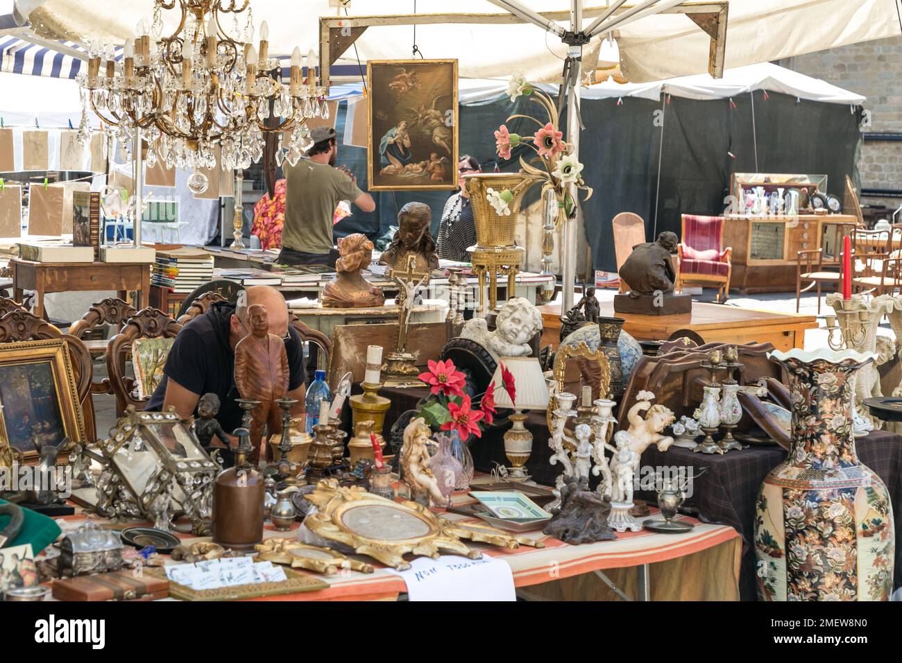Antique market in Arezzo, Italy Stock Photo Alamy