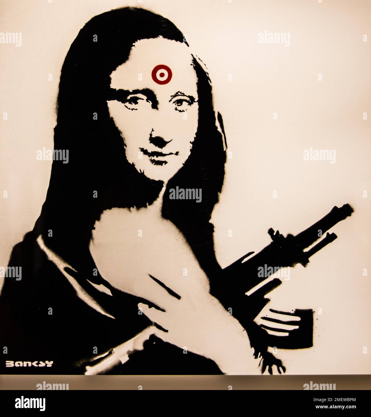 Mona Lisa, Gun, 2000, Banksy, exhibition about the street artist