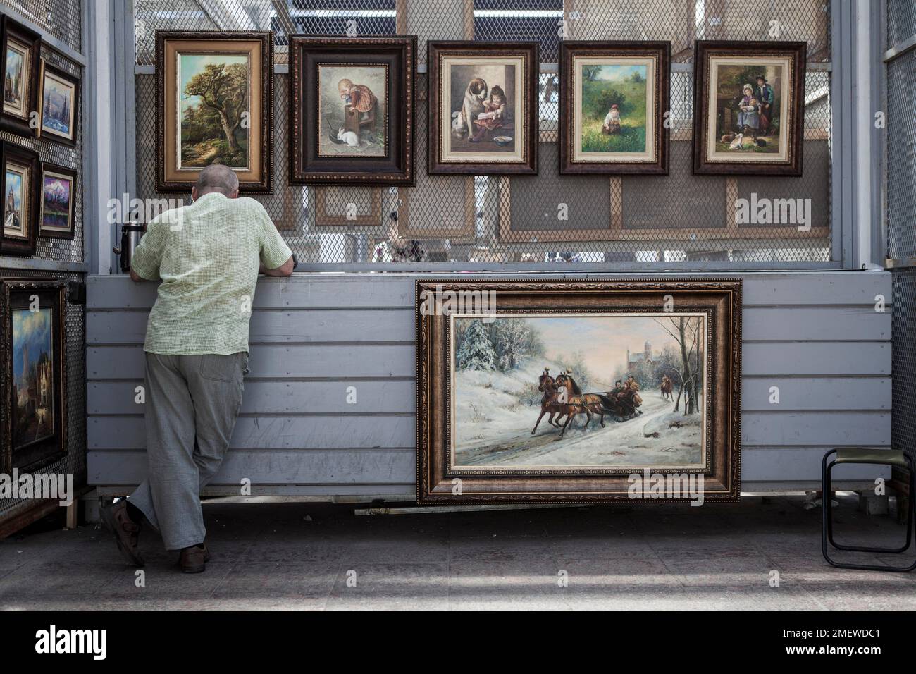 Art market in Moscow, Russia Stock Photo