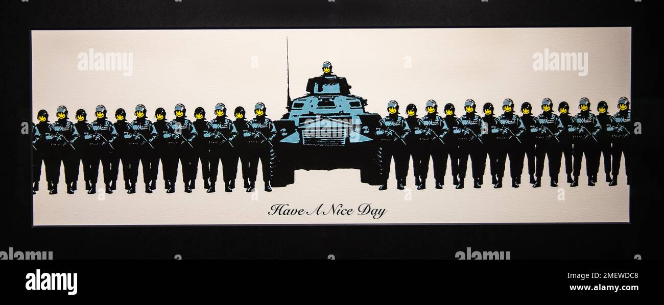 Banksy have a nice day hi-res stock photography and images - Alamy