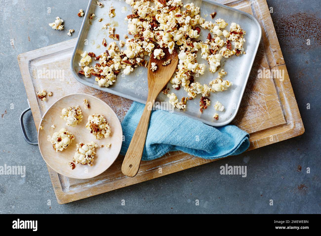 Puffed Salted Caramel Popcorn Balls Stock Photo Alamy