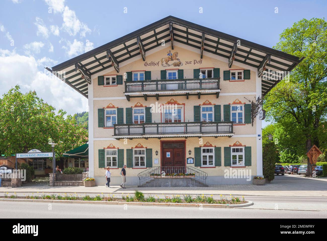 Historic Gasthof zur Post, Rottach-Egern, Tegernsee, Upper Bavaria, Bavaria, Germany Stock Photo