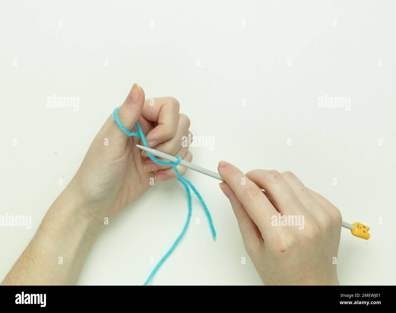 Steps for casting on knitting Stock Photo Alamy