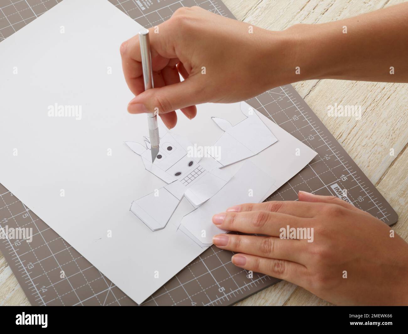 Paper Craft. DIY Finger Puppets Step 2 Stock Photo