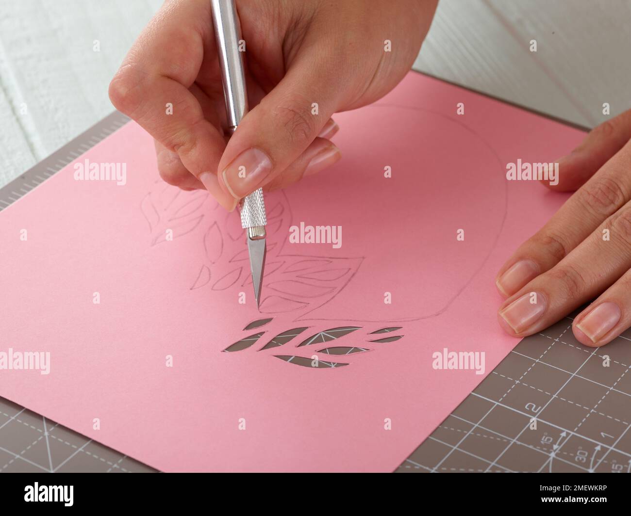 Paper Craft. DIY Layered Paper Cut Frame Step 3 Stock Photo Alamy