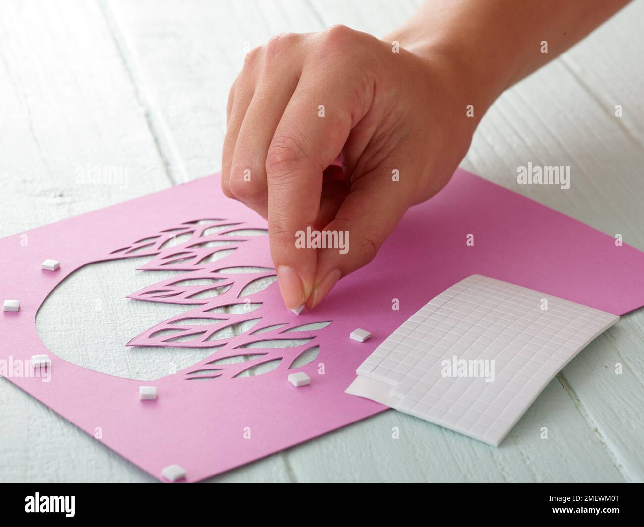 Paper Craft. DIY Layered Paper Cut Frame Step 7 Stock Photo - Alamy