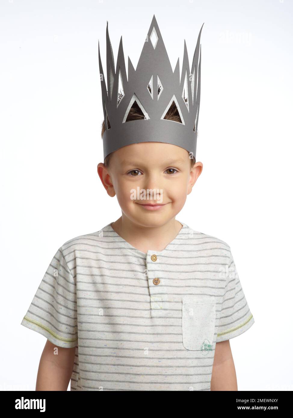 Papercraft Paper crowns Boy in abstract king crown Stock Photo Alamy