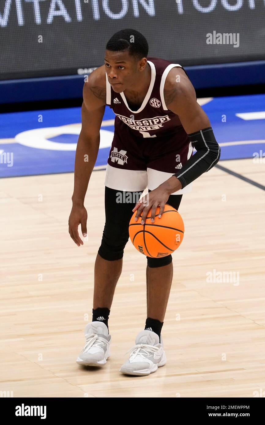Mississippi State guard Iverson Molinar handles the ball during an NCAA college basketball game