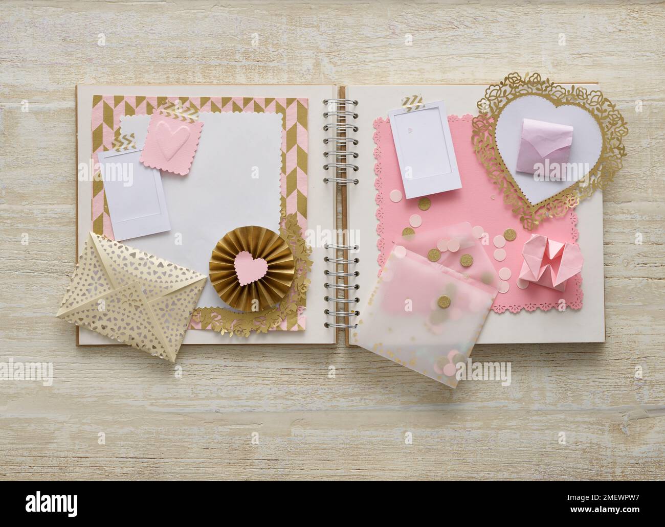 Papercraft. Wedding scrapbook layout, final shot Stock Photo - Alamy