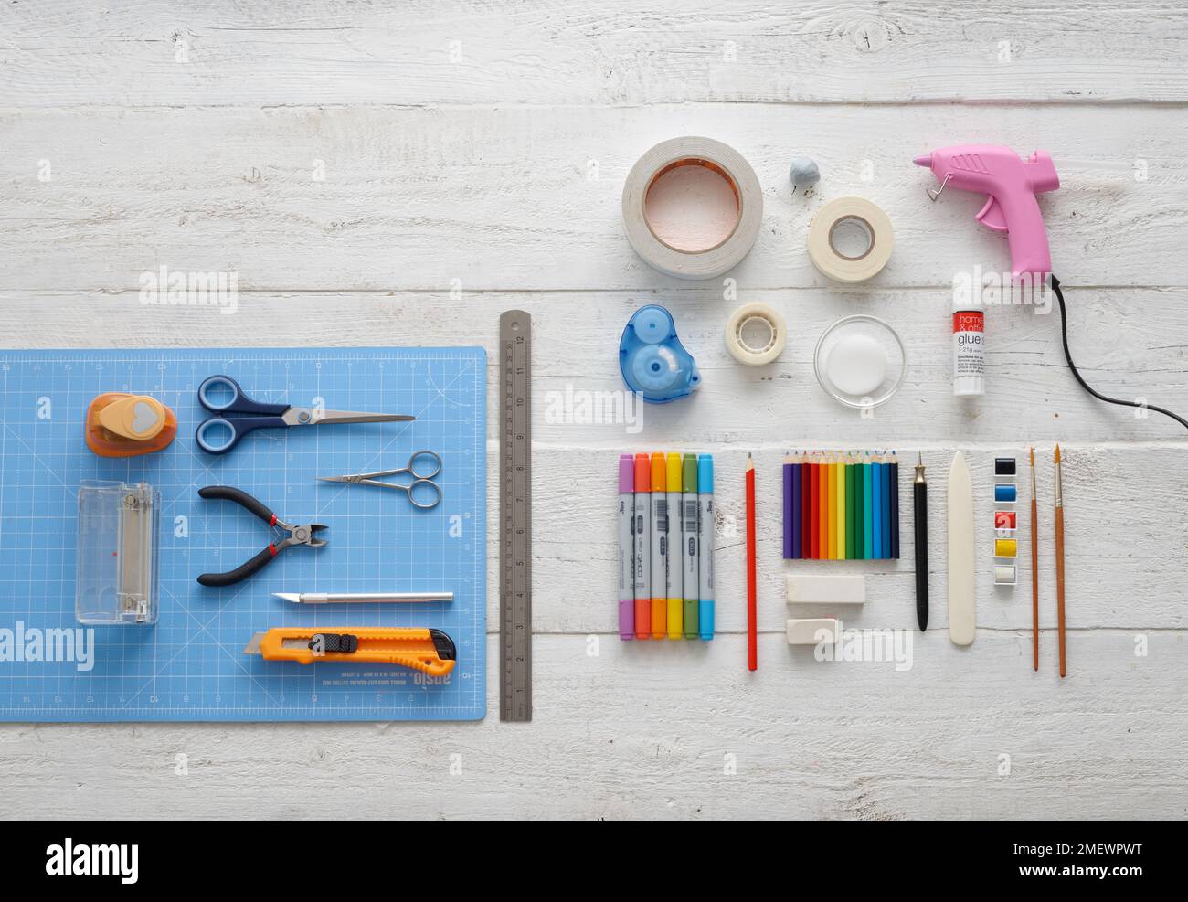 Papercraft. Tools overview Stock Photo