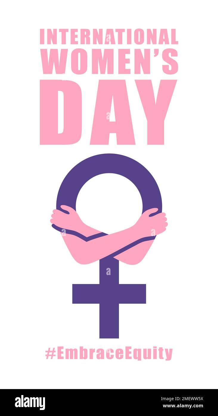 International womens day concept poster. Embrace equity woman illustration background. 2023 womens day campaign theme - EmbraceEquity Stock Vector