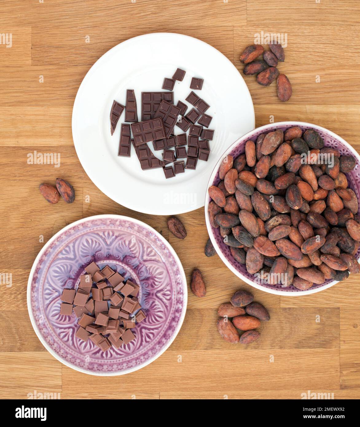 Chocolate, cocoa beans, and cocoa nibs Stock Photo Alamy