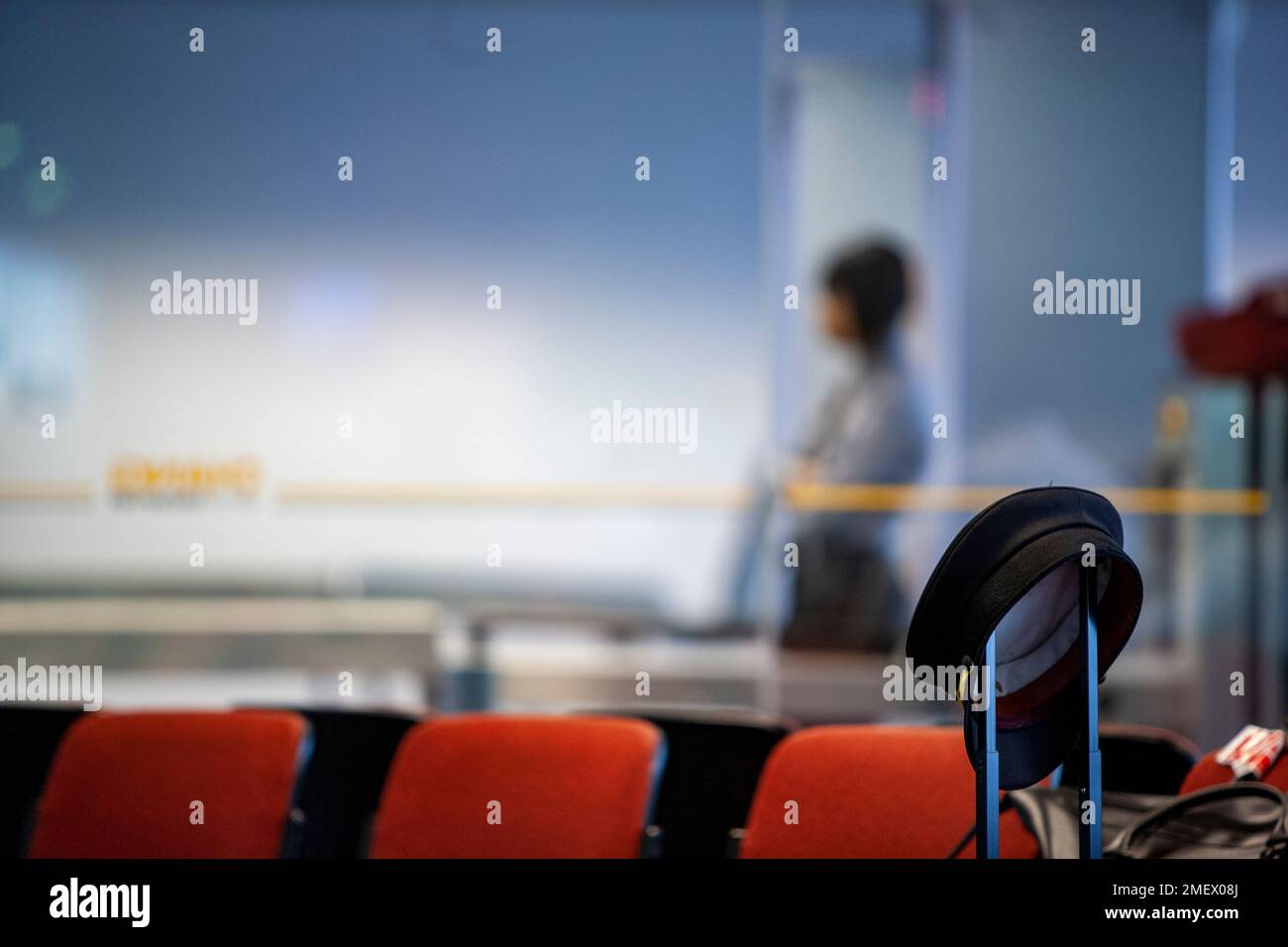 Airport staff, air hostess, pilots at Changi Airport. Stock Photo