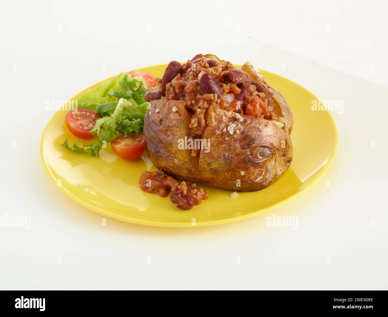 main shot, jacket potato four ways, chilli con carne Stock Photo Alamy