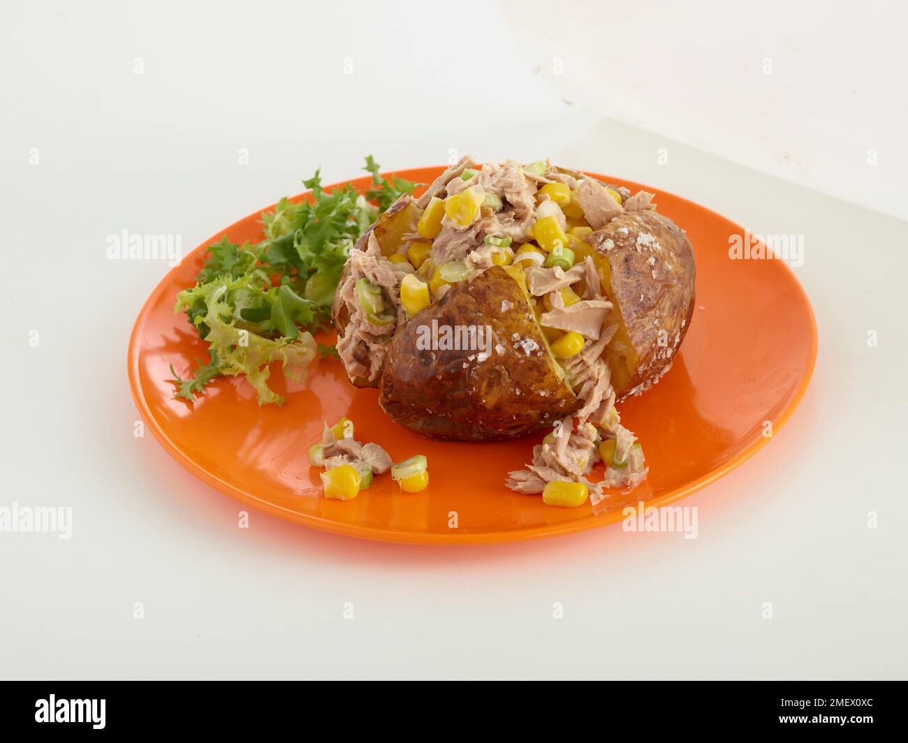 main shot, jacket potato four ways, tuna and sweetcorn Stock Photo Alamy