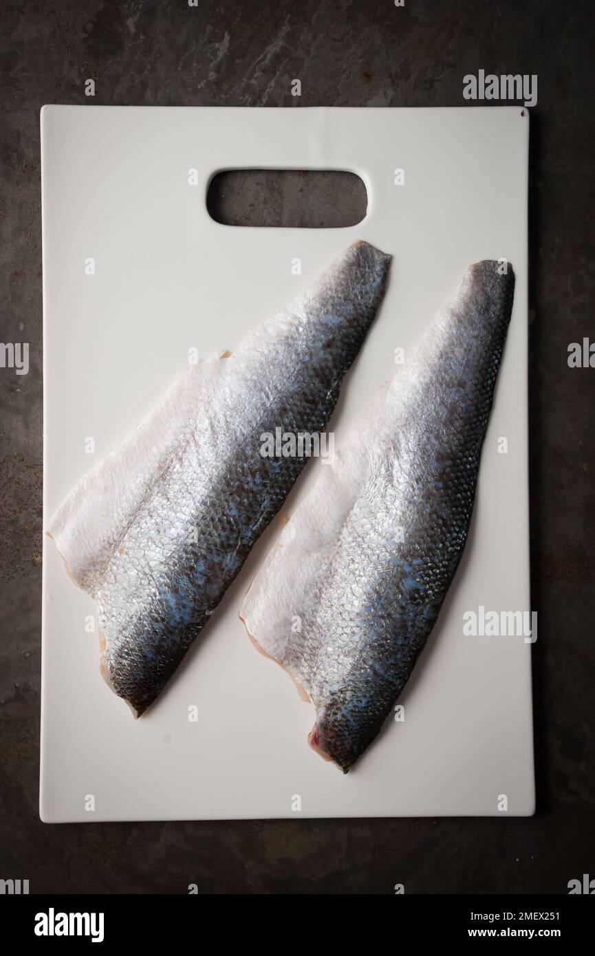 Crispy fish skin, step 1 salted fish fillet being dried to help the