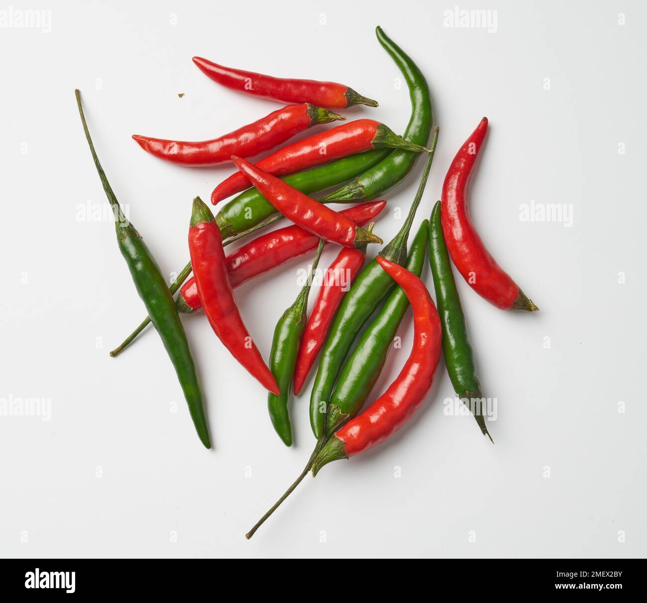 Red and green bird's eye chillies Stock Photo Alamy