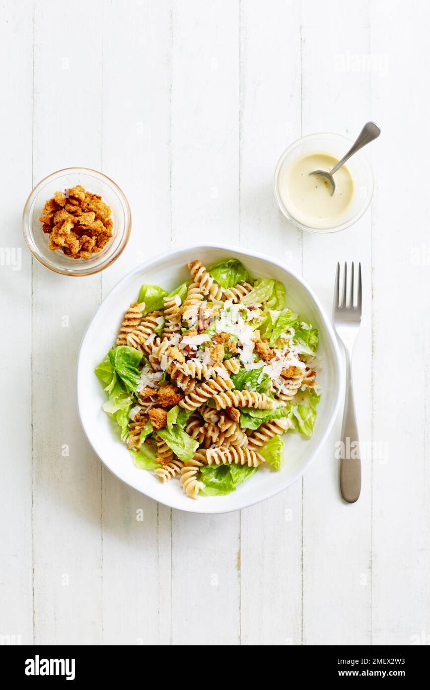 Caesar Pasta Salad Romaine Hearts 1 Stock Photo
