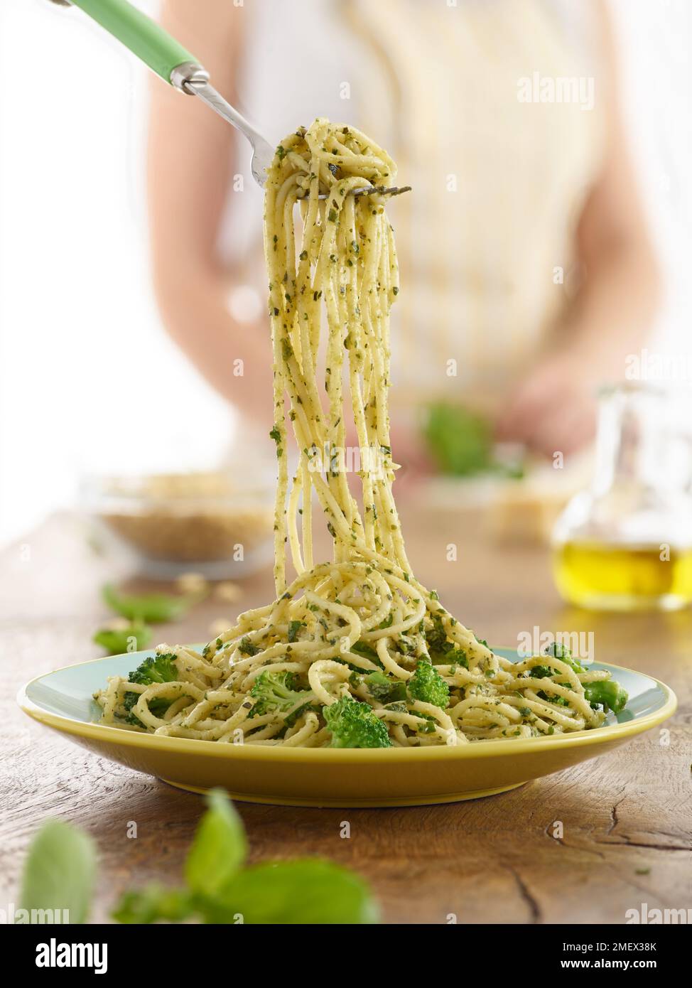 Broccoli and basil pesto pasta Stock Photo Alamy