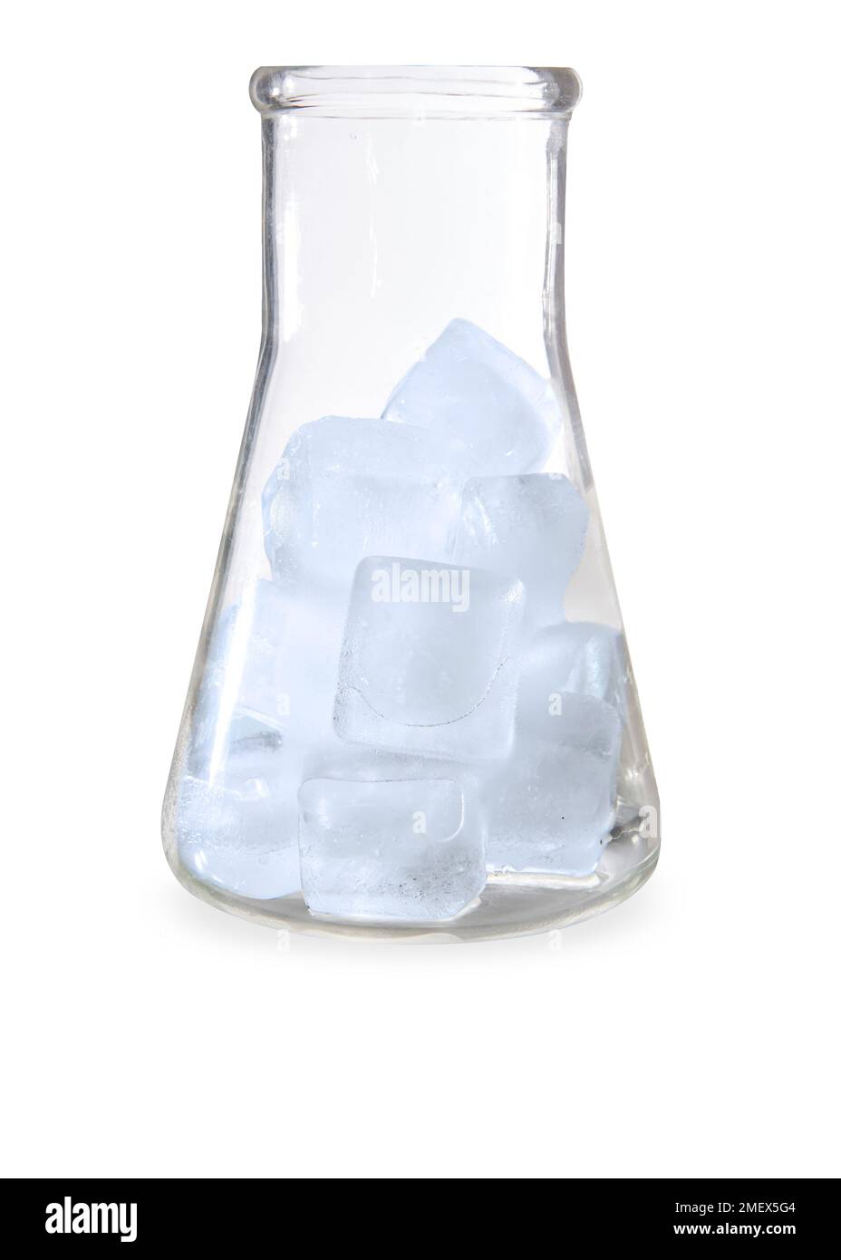 Glass conical flask with ice Stock Photo Alamy