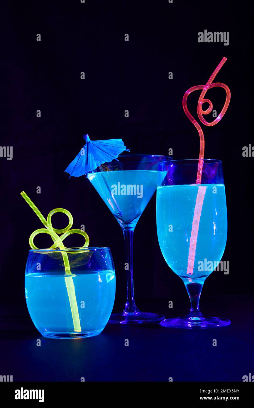Glow in the dark drinks Stock Photo
