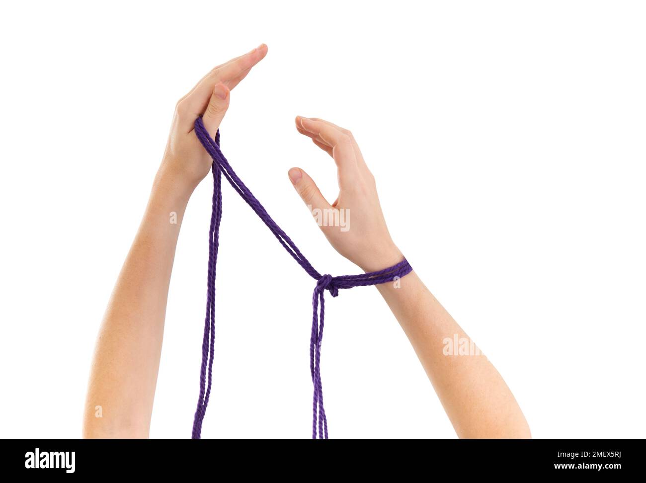 Arm Knitting Cast on technique Stock Photo Alamy
