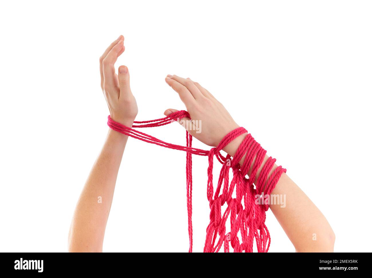 Arm Knitting Increasing technique Stock Photo Alamy