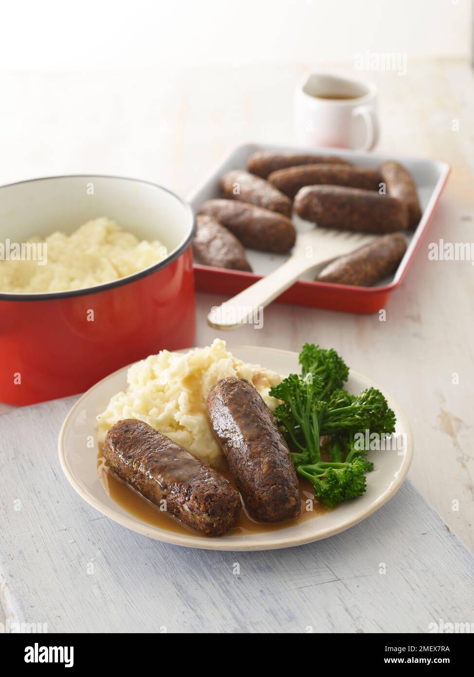Veggie sausage and mash Stock Photo Alamy