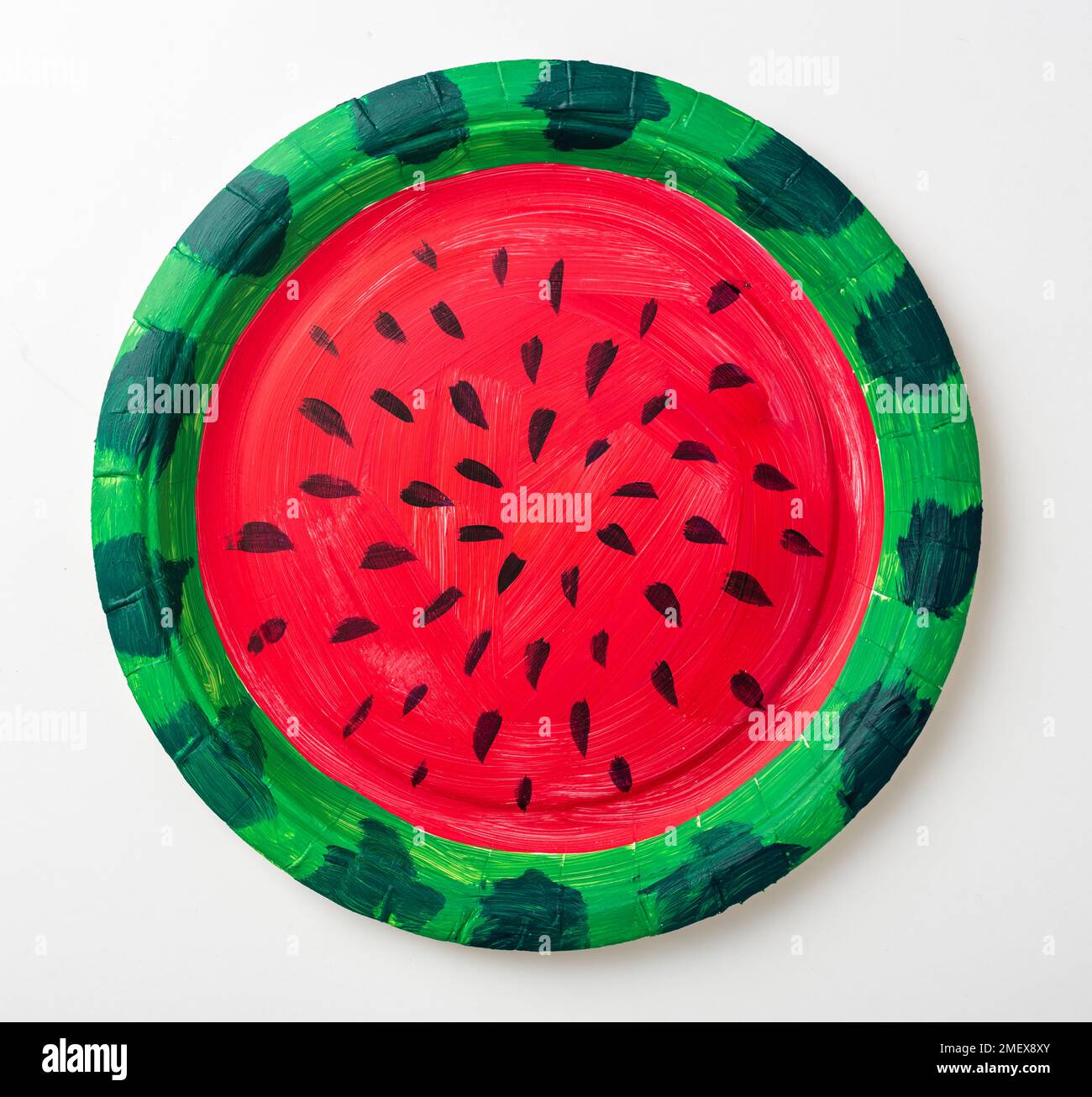 Paper plate painted as a watermelon Stock Photo