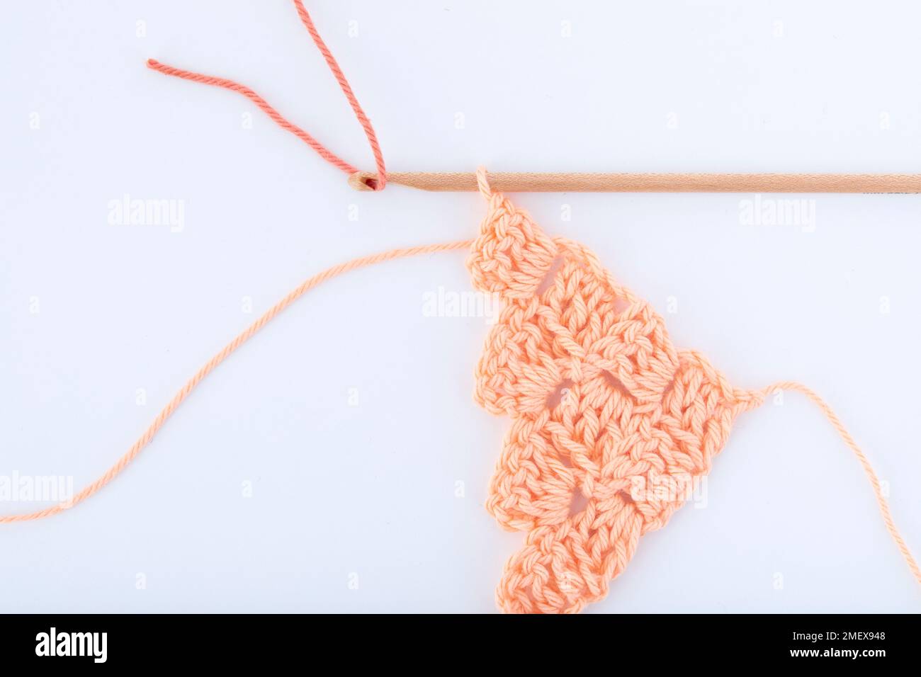 Crochet; techniques-Corner to corner; colour change step by step A Stock Photo