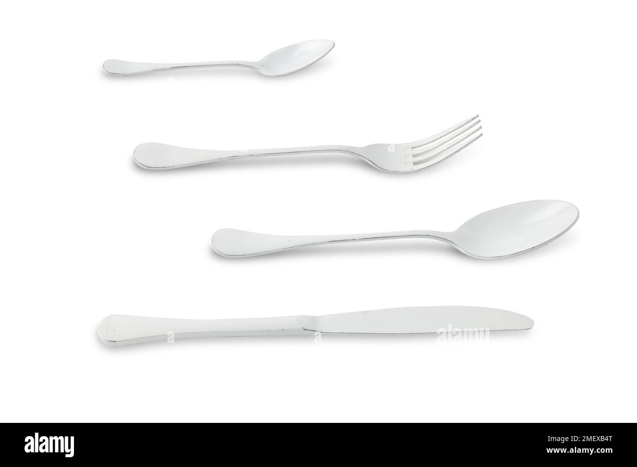 White rustic metal cutlery set Stock Photo