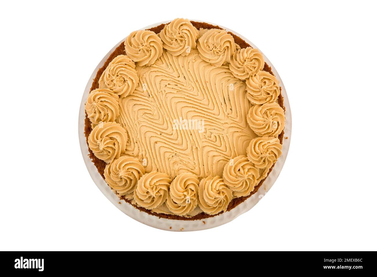 Coffee and walnut cake on display Stock Photo