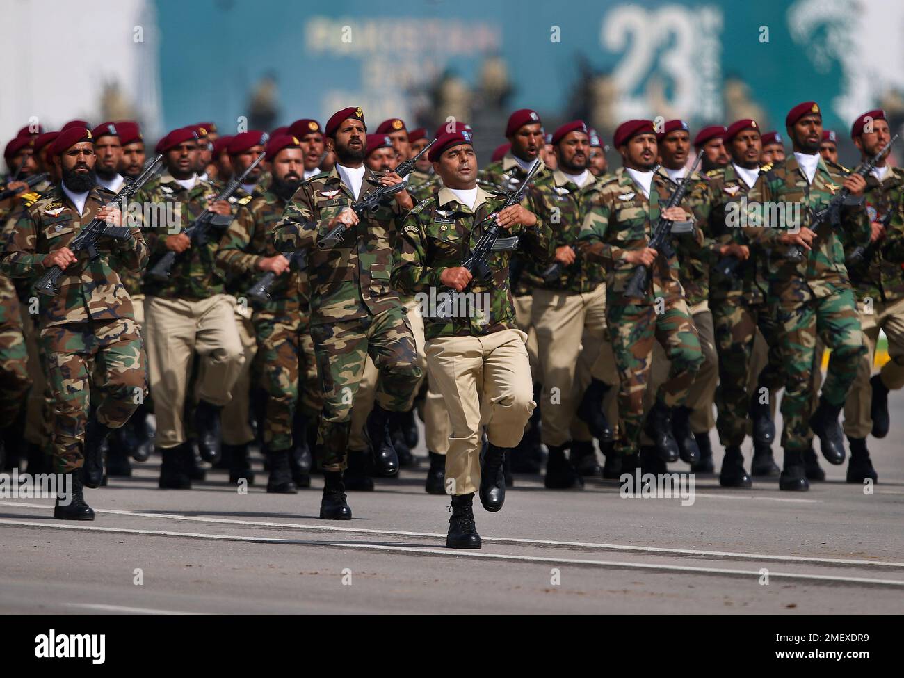 Pakistani commandos from the Special Services Group march during a ...
