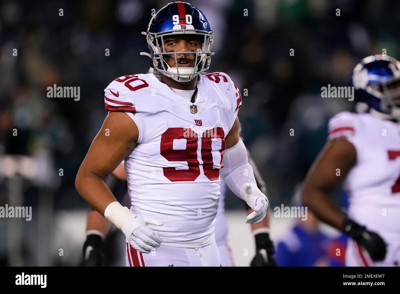 New York Giants defensive end Ryder Anderson in action before an NFL