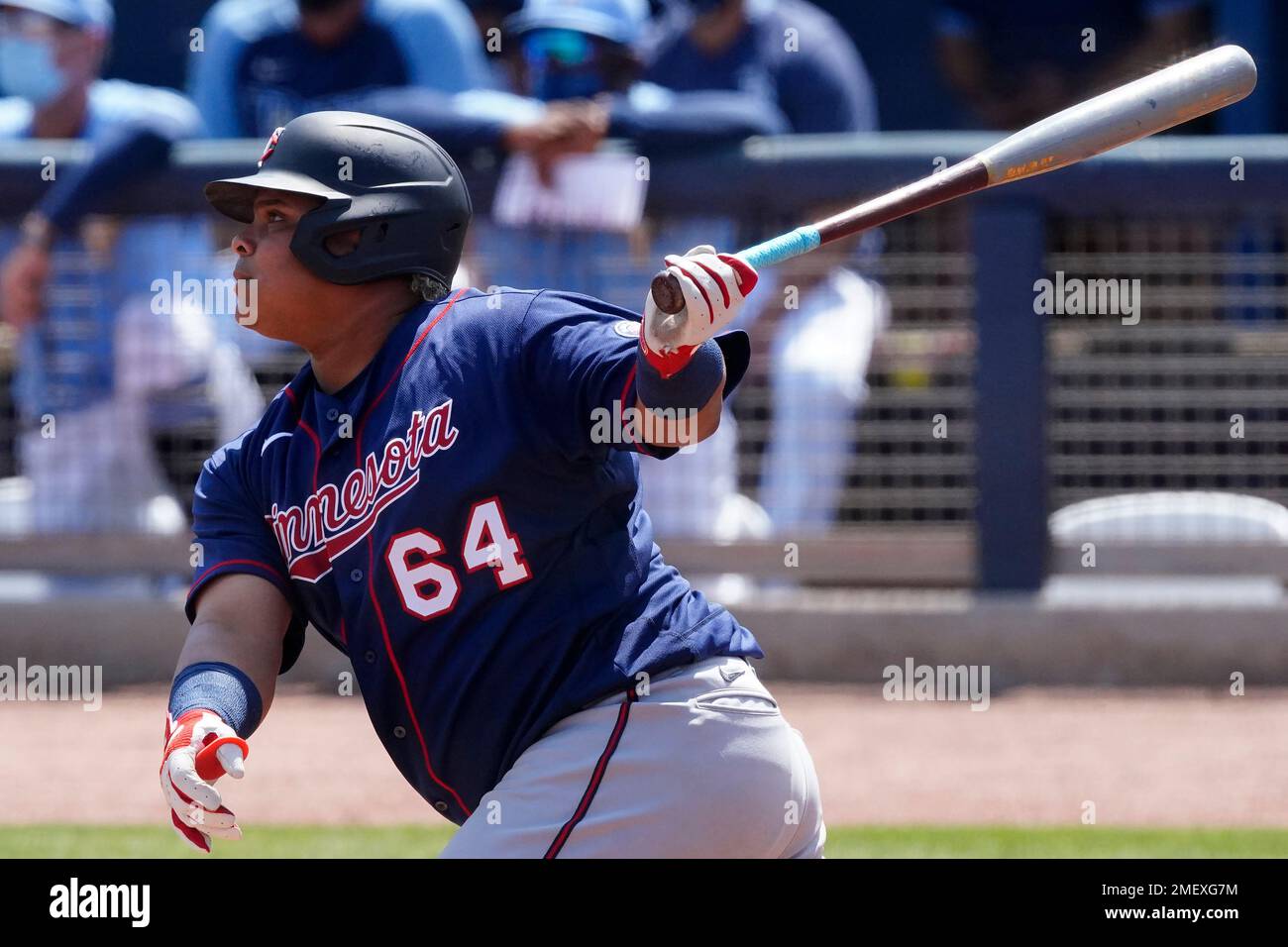 Minnesota Twins catcher Willians Astudillo (64) slides into second