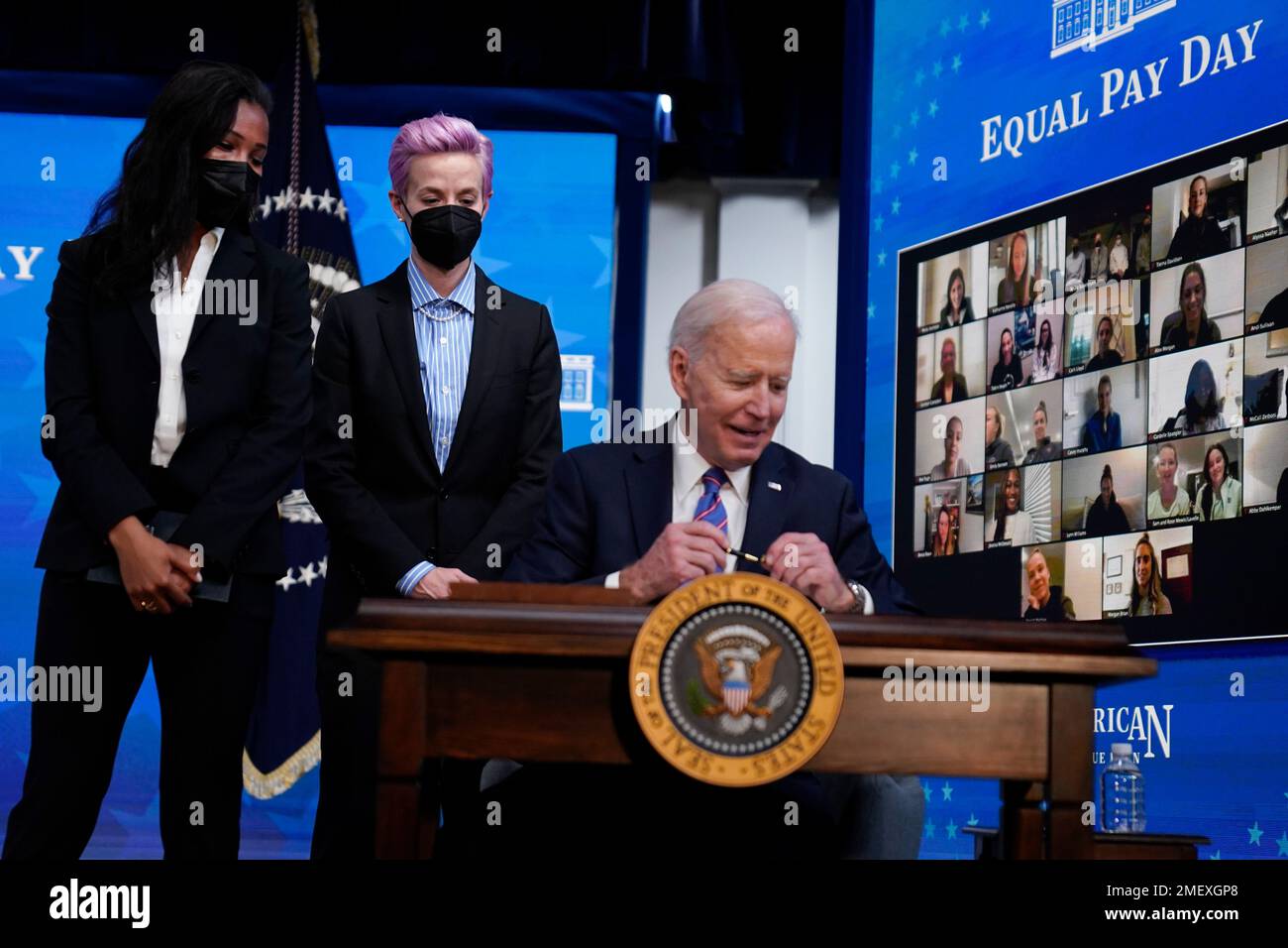 United States Soccer Women's National Team members Margaret Purce, left
