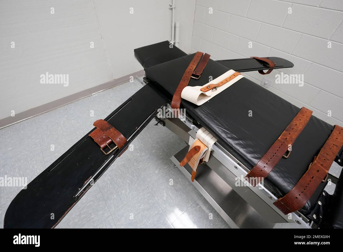 The gurney in the death chamber at Greensville Correctional Center in