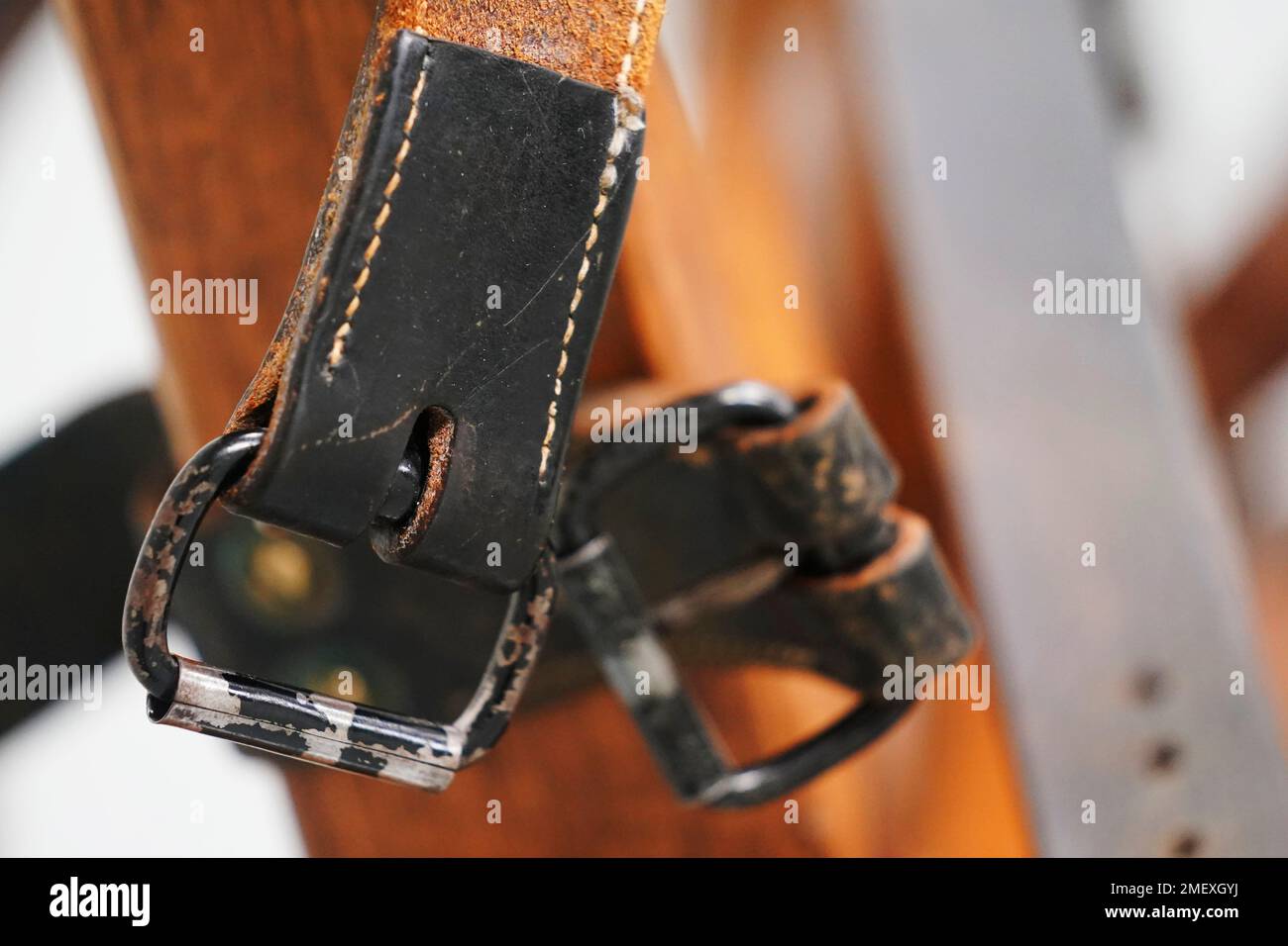Buckles on the electric chair in the death chamber at Greensville