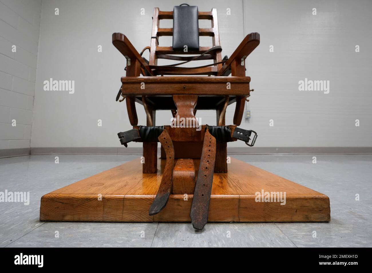 The electric chair in the death chamber at Greensville Correctional