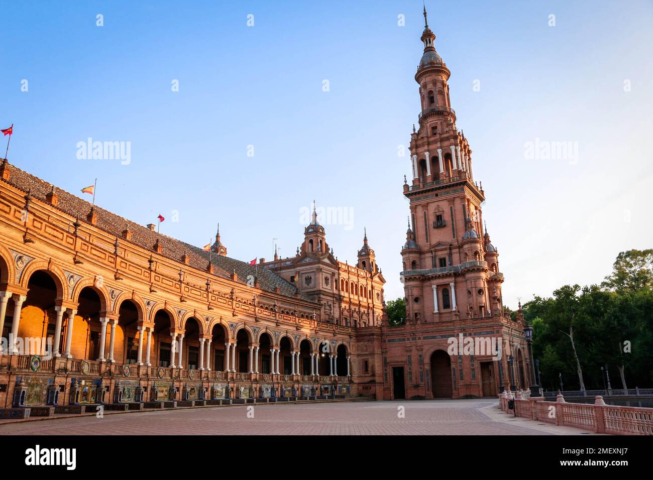 View from Plaza de España, a picturesque plaza in the city of Seville, Spain Stock Photo